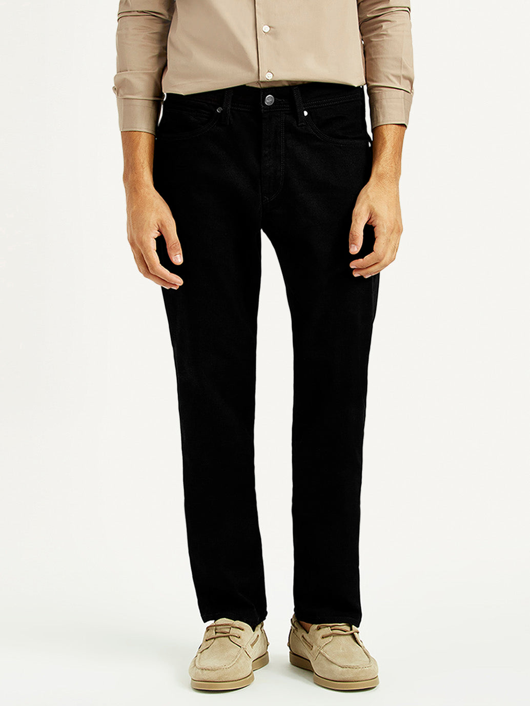 Men's Redloop 541 Black Athletic Tapered Fit Mid Rise Jeans - Front View