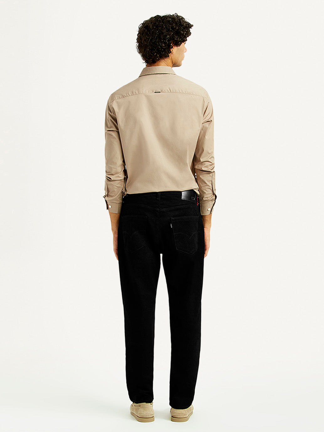 Men's Redloop 541 Black Athletic Tapered Fit Mid Rise Jeans - Back View