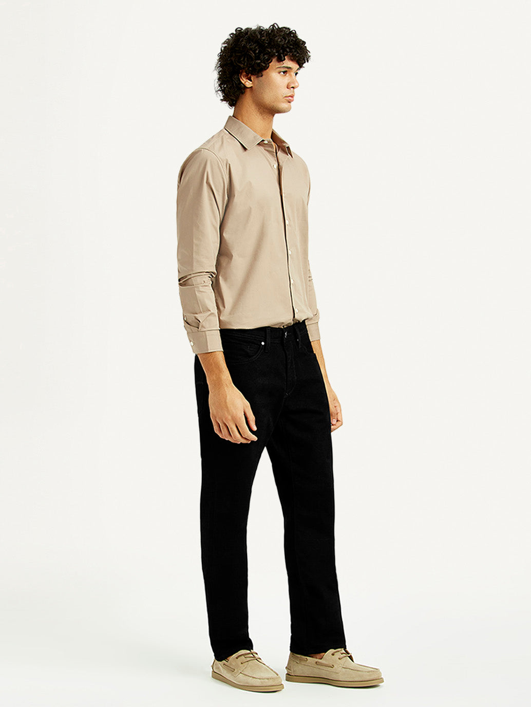 Men's Redloop 541 Black Athletic Tapered Fit Mid Rise Jeans - Side View