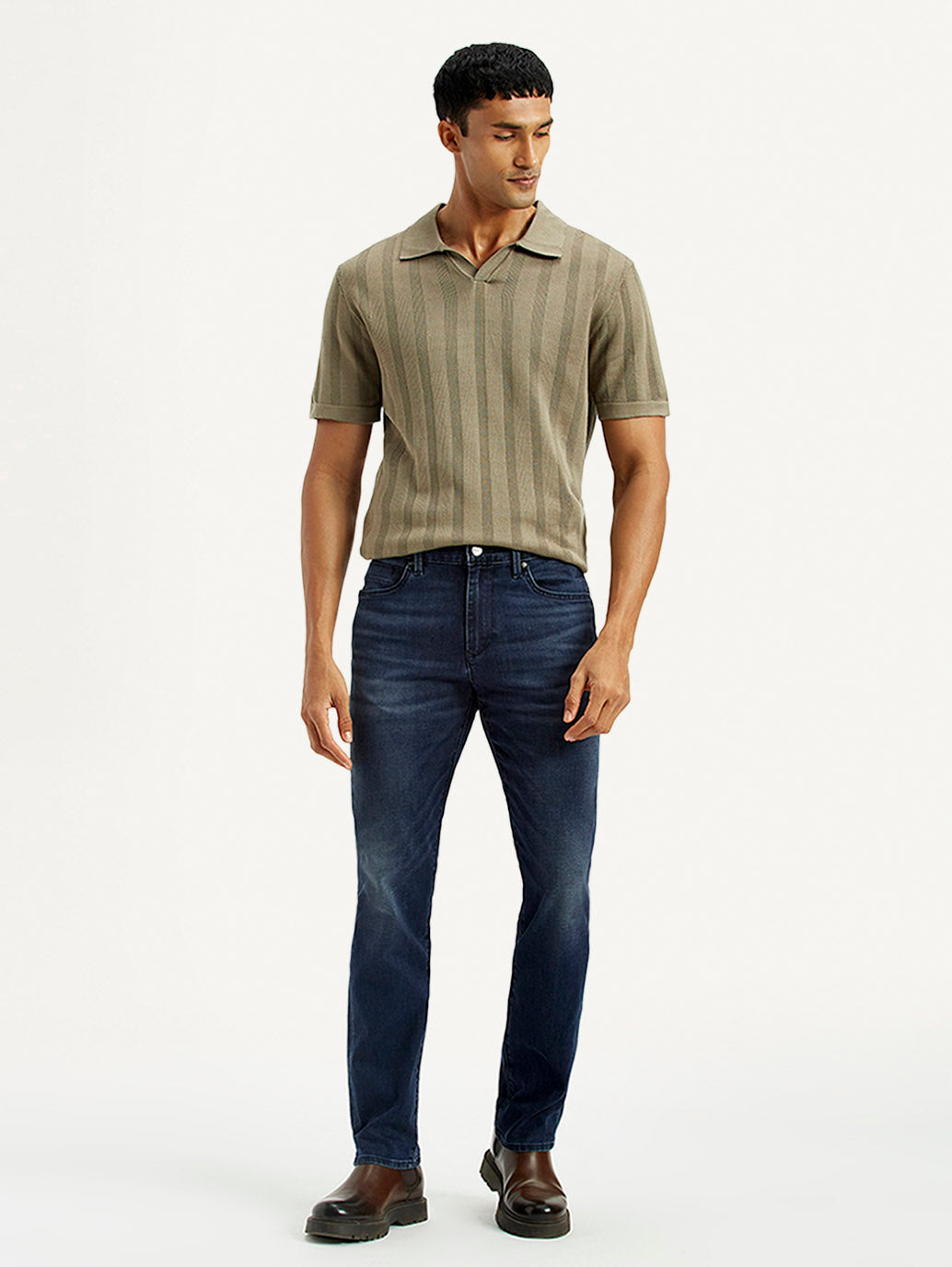 Men's Redloop 511 Dark Indigo Slim Fit Mid Rise Jeans - Front View