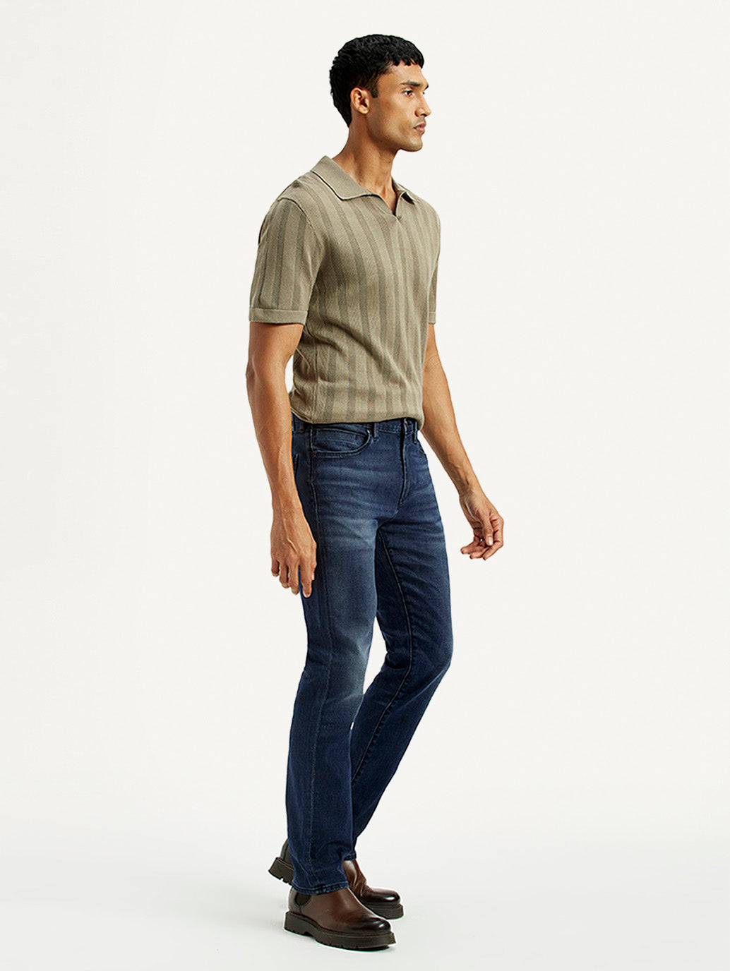Men's Redloop 511 Dark Indigo Slim Fit Mid Rise Jeans - Side View