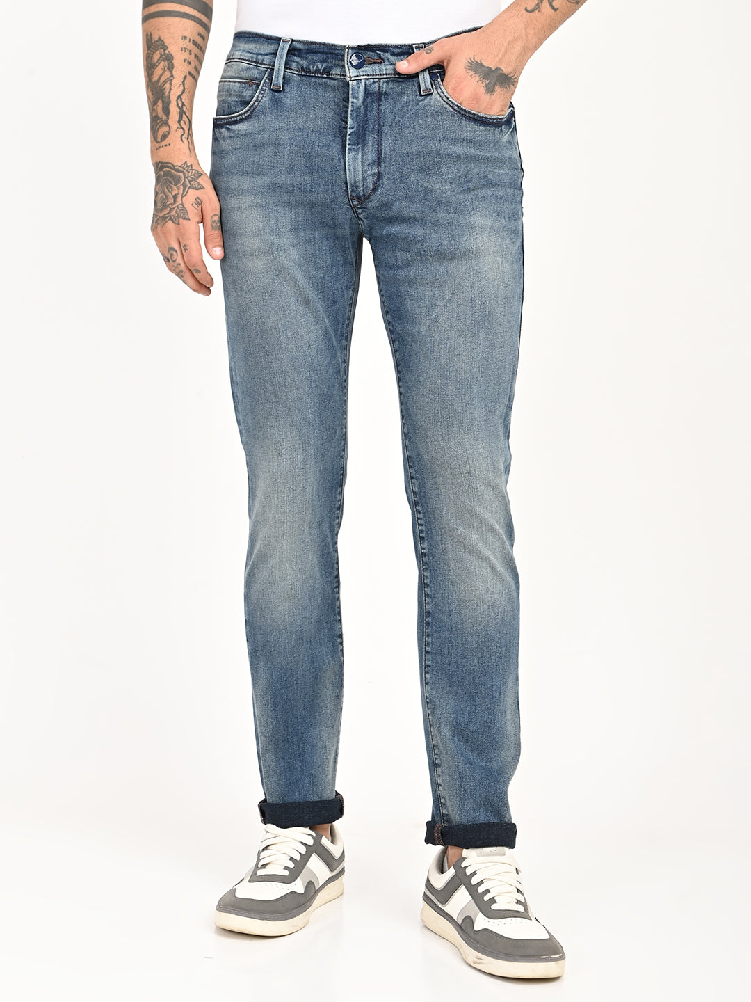 Men's Redloop 511 Blue Slim Fit Mid Rise Jeans - front View