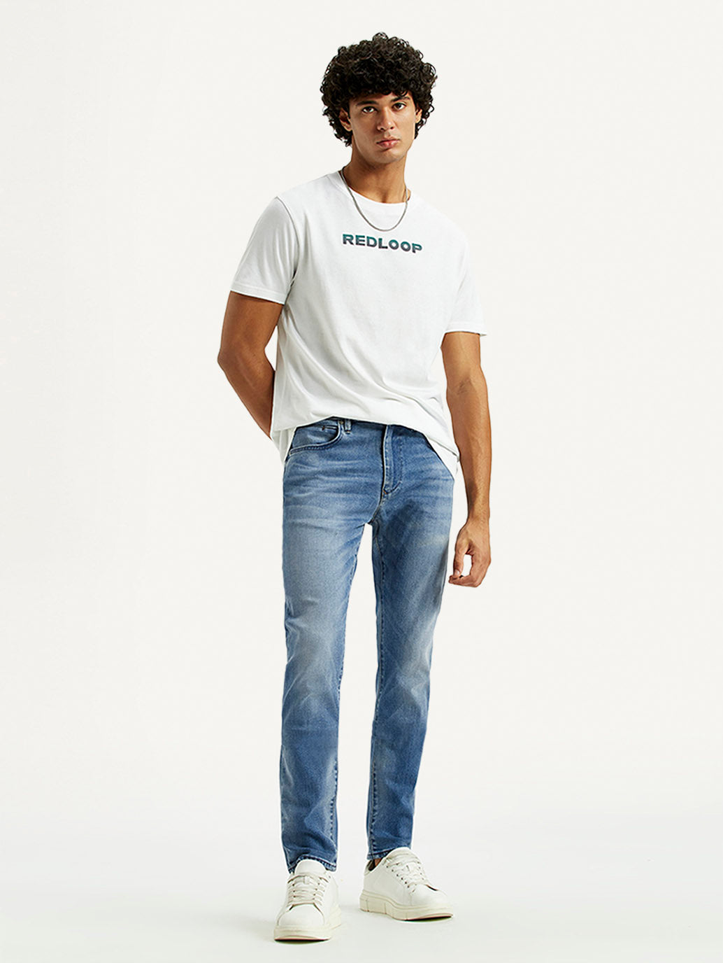 Men's Redloop 512 Indigo Slim Tapered Fit Mid Rise Jeans - Styleshot View