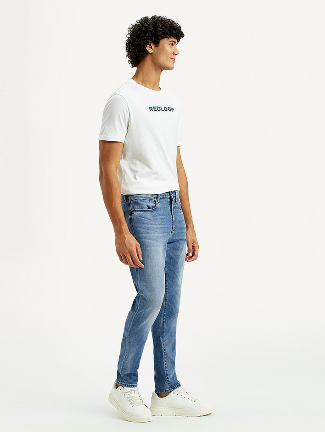 Men's Redloop 512 Indigo Slim Tapered Fit Mid Rise Jeans - Side View