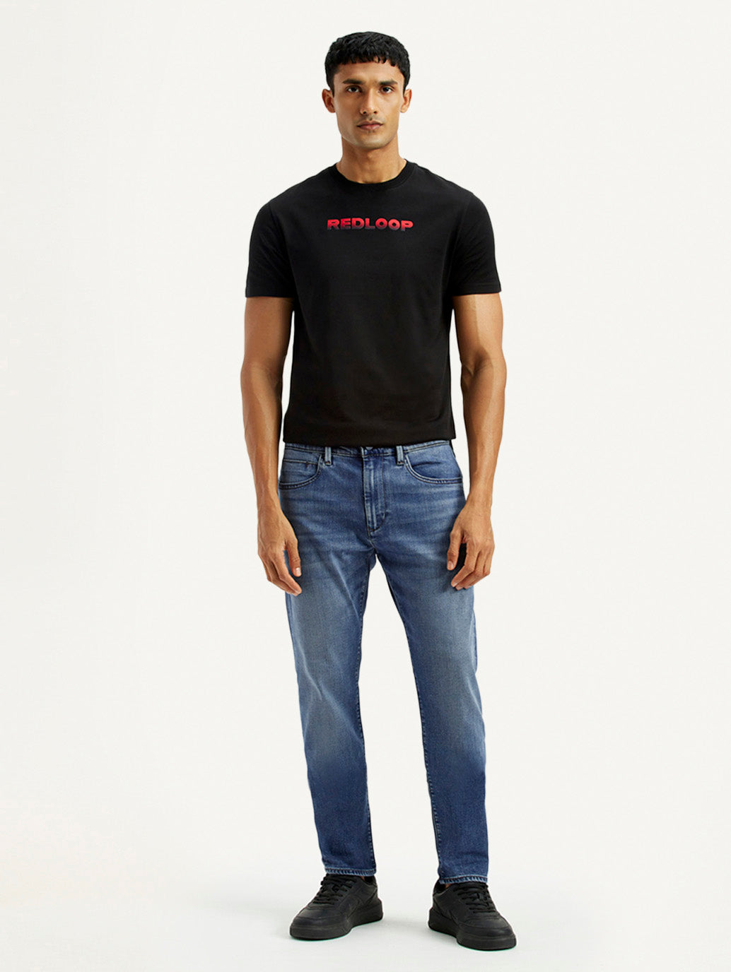 Men's Redloop 512 Dark Indigo Slim Tapered Fit Mid Rise Jeans - Front View