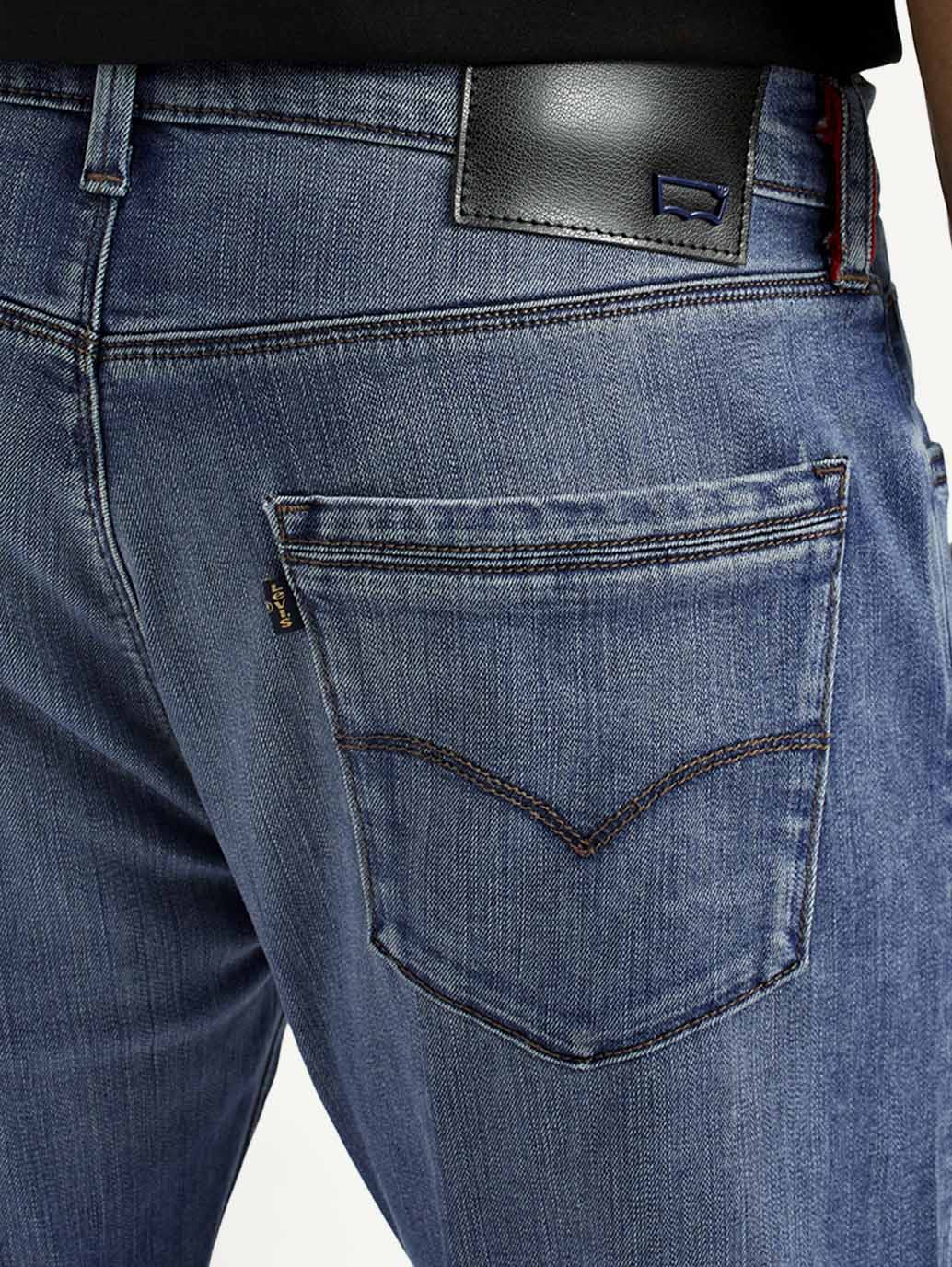 Men's Redloop 512 Dark Indigo Slim Tapered Fit Mid Rise Jeans - Detail View