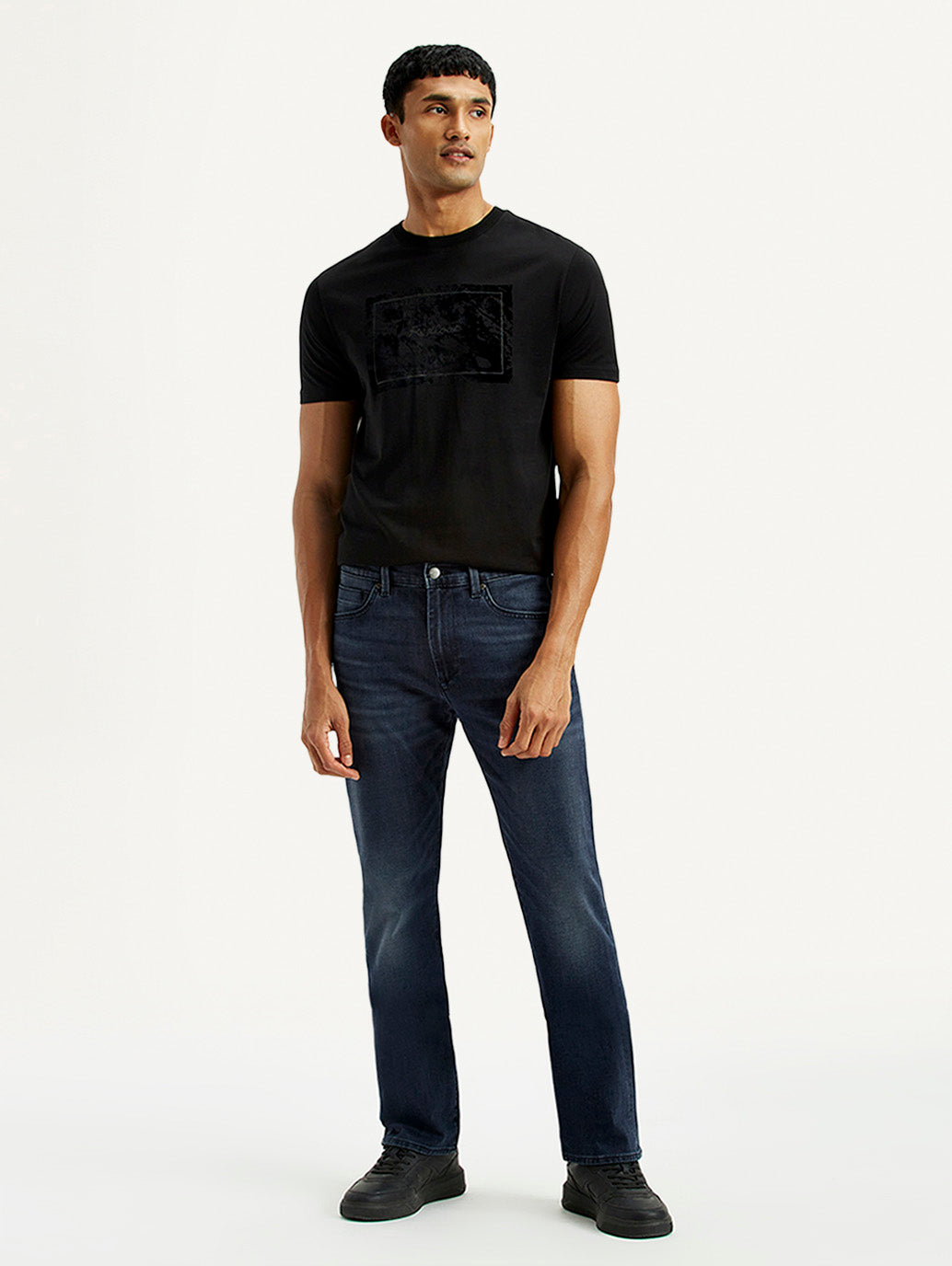 Men's Redloop 513 Dark Indigo Slim Straight Fit Mid Rise Jeans - Front View