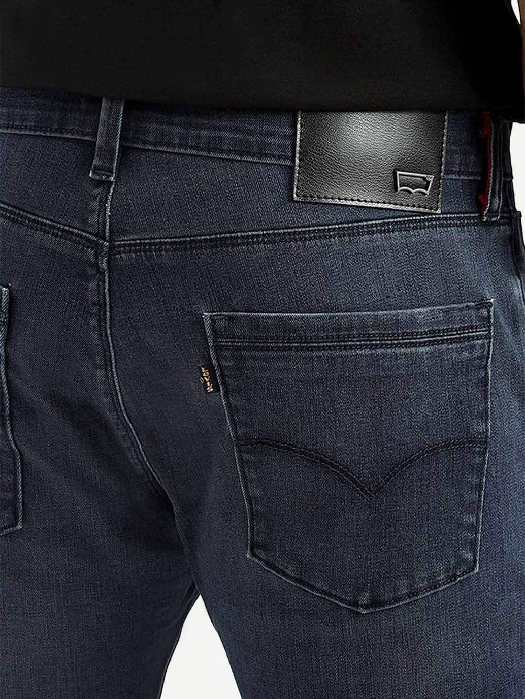 Men's Redloop 513 Dark Indigo Slim Straight Fit Mid Rise Jeans - Detail View
