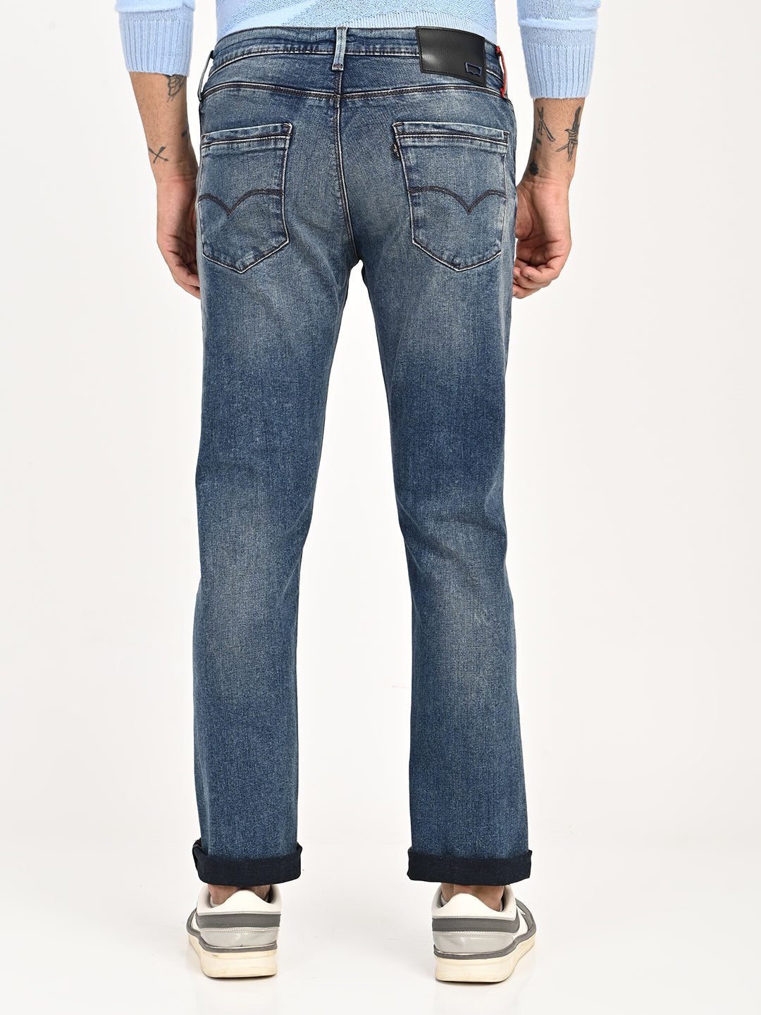 Men's Redloop 513 Blue Slim Straight Fit Mid Rise Jeans - 20 View