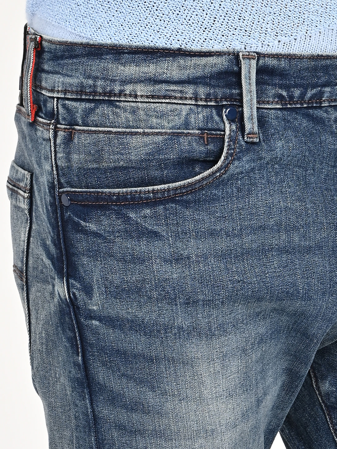 Men's Redloop 513 Blue Slim Straight Fit Mid Rise Jeans - 20 View