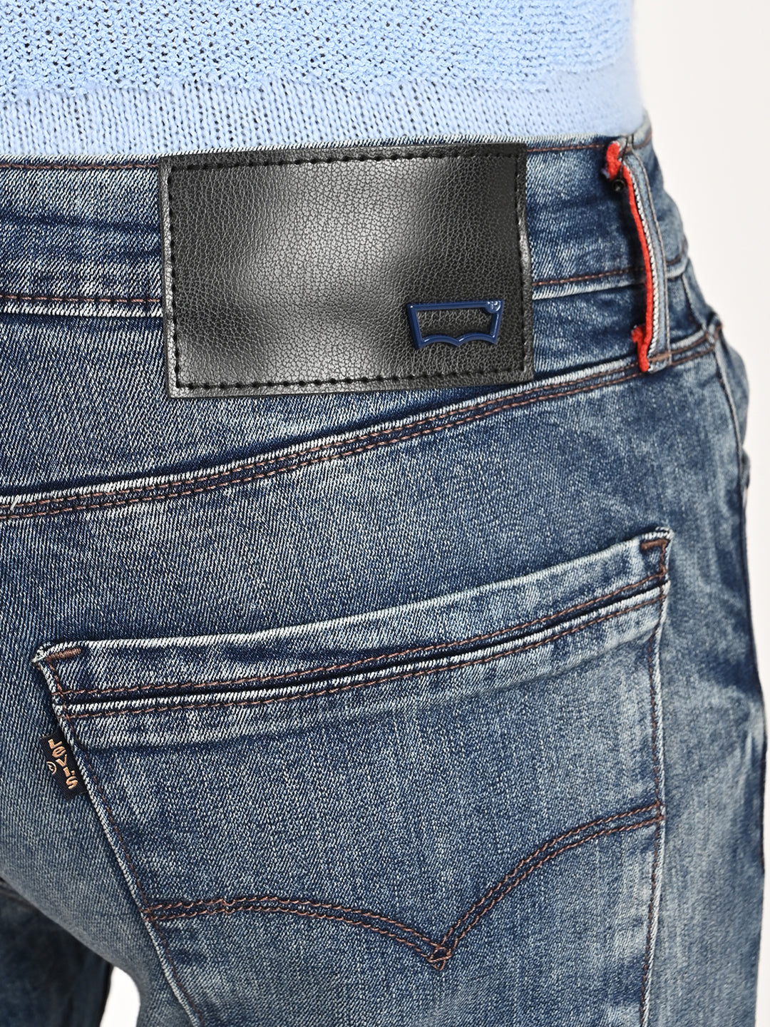 Men's Redloop 513 Blue Slim Straight Fit Mid Rise Jeans - 20 View