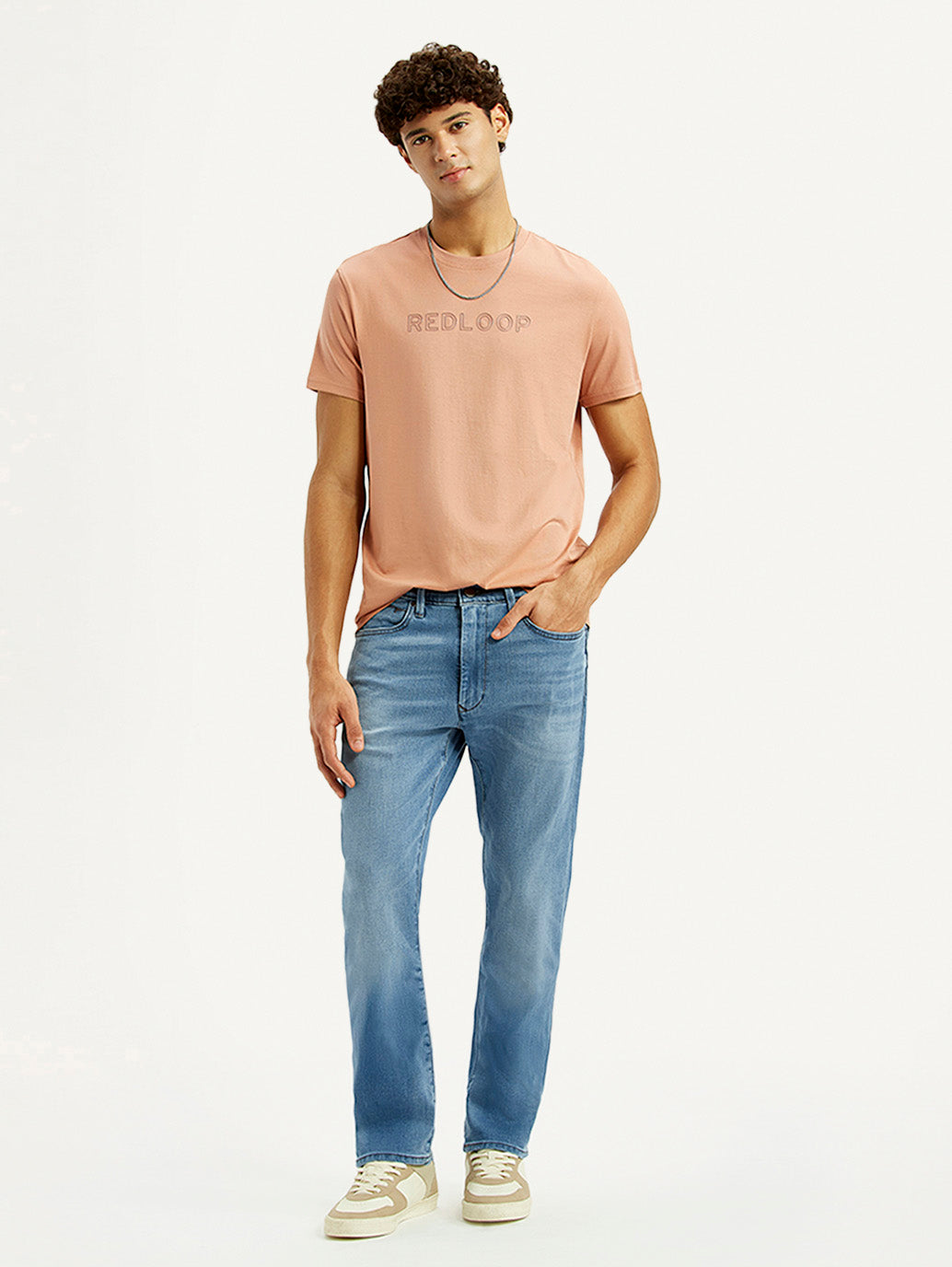 Men's Redloop 513 Light Blue Slim Straight Fit Mid Rise Jeans