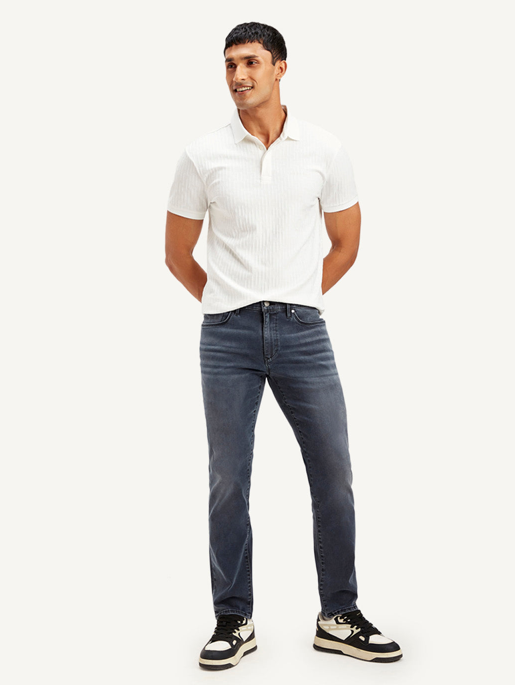 Men's Redloop 511 Grey Slim Fit Mid Rise Jeans - Front View