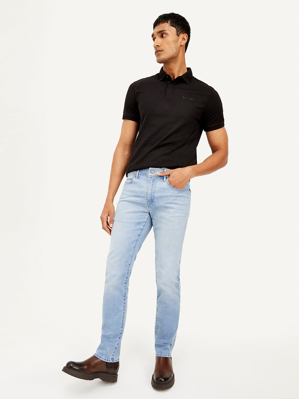 Men's Redloop 511 Light Blue Slim Fit Mid Rise Jeans - Styleshot View