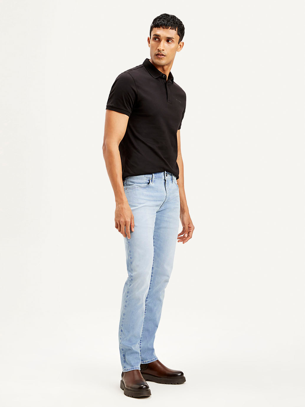 Men's Redloop 511 Light Blue Slim Fit Mid Rise Jeans - Side View