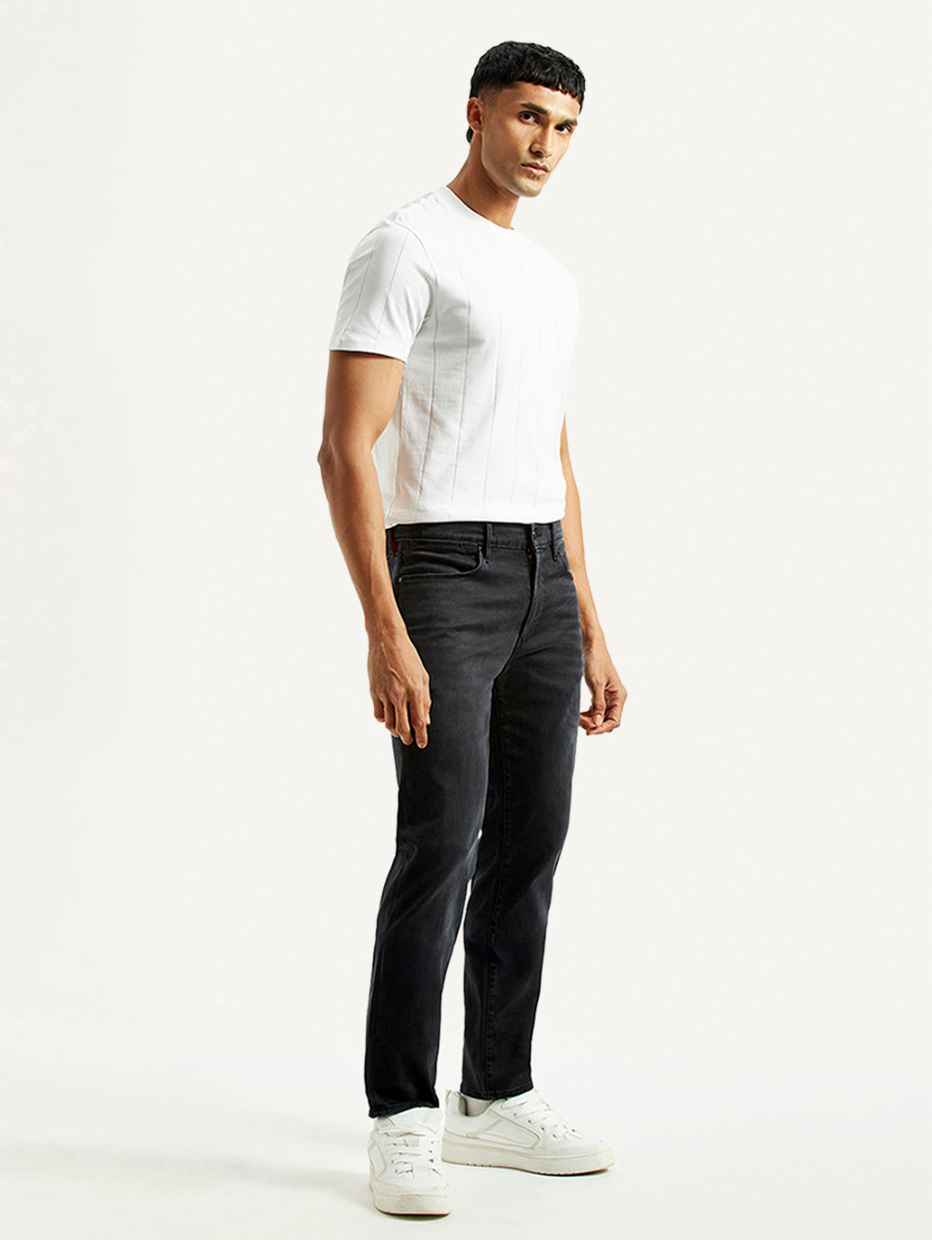 Men's Redloop 511 Charcoal Grey Slim Fit Mid Rise Jeans - Side View