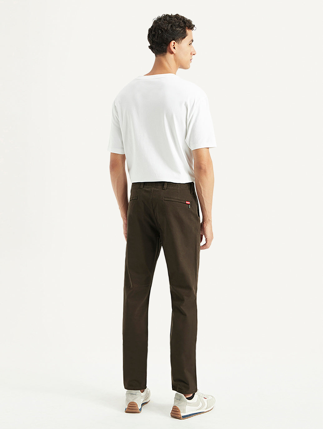 Men's Brown Tapered Fit Chinos - Back View