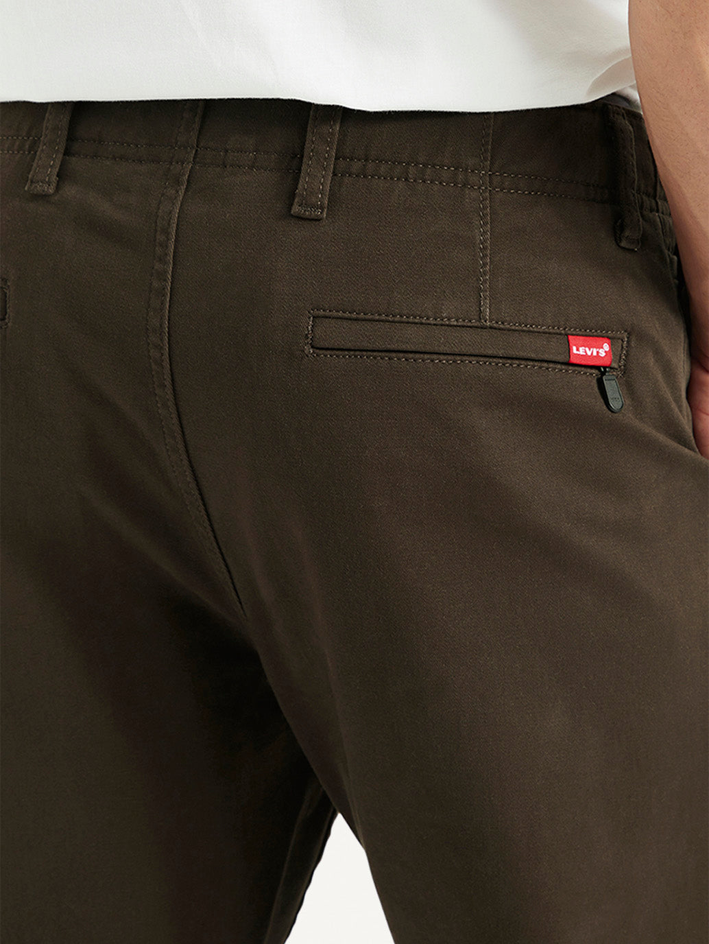 Men's Brown Tapered Fit Chinos - Detail View