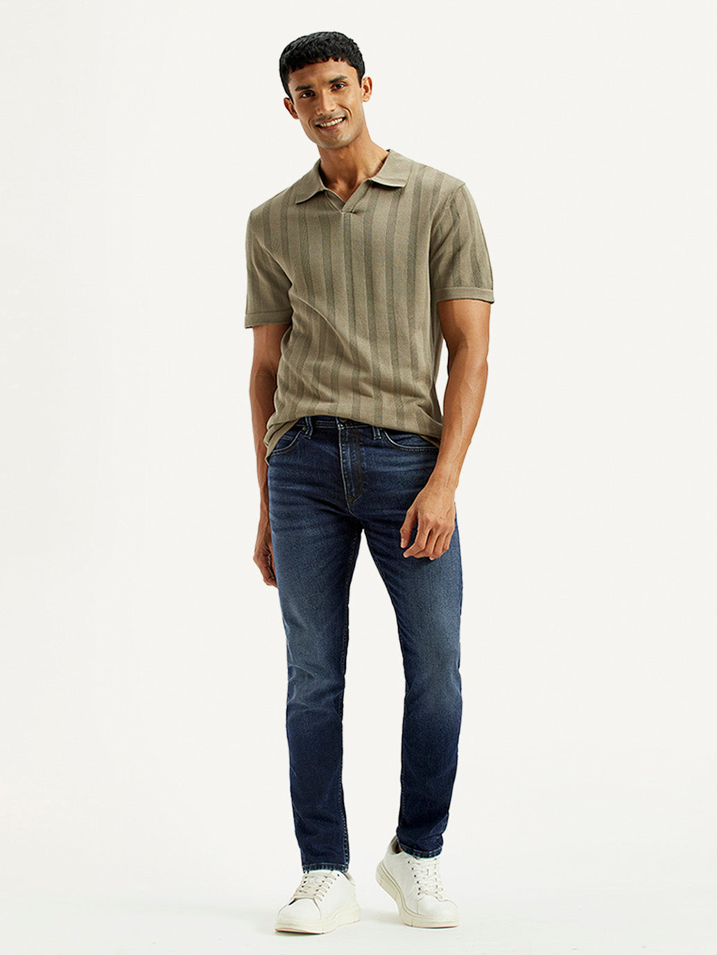 Men's Redloop 512 Dark Indigo Slim Tapered Fit Mid Rise Jeans - Elevated View