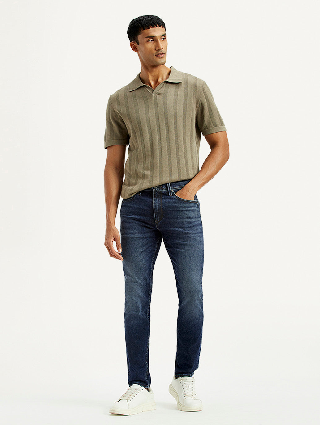 Men's Redloop 512 Dark Indigo Slim Tapered Fit Mid Rise Jeans - Styleshot View