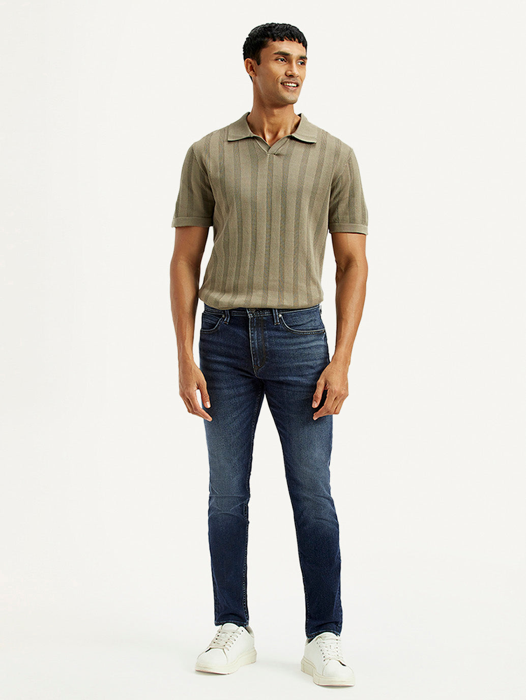 Men's Redloop 512 Dark Indigo Slim Tapered Fit Mid Rise Jeans - Front View