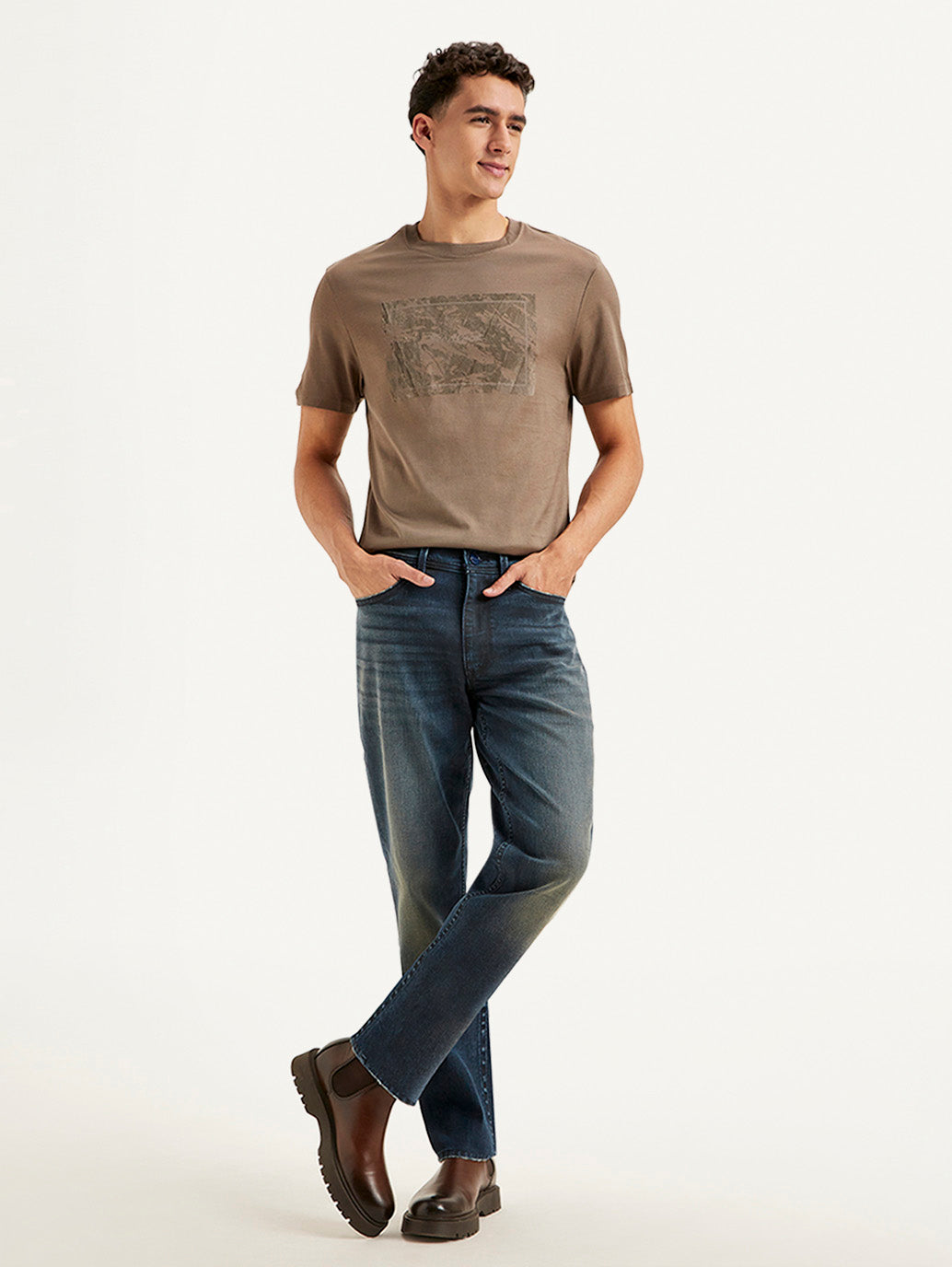 Men's Redloop 541 Blue Athletic Tapered Fit Mid Rise Jeans - Styleshot View