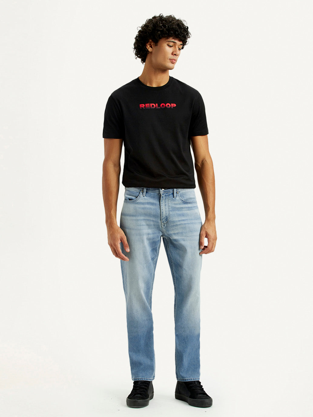 Men's Redloop 541 Light Indigo Athletic Tapered Fit Mid Rise Jeans - Front View