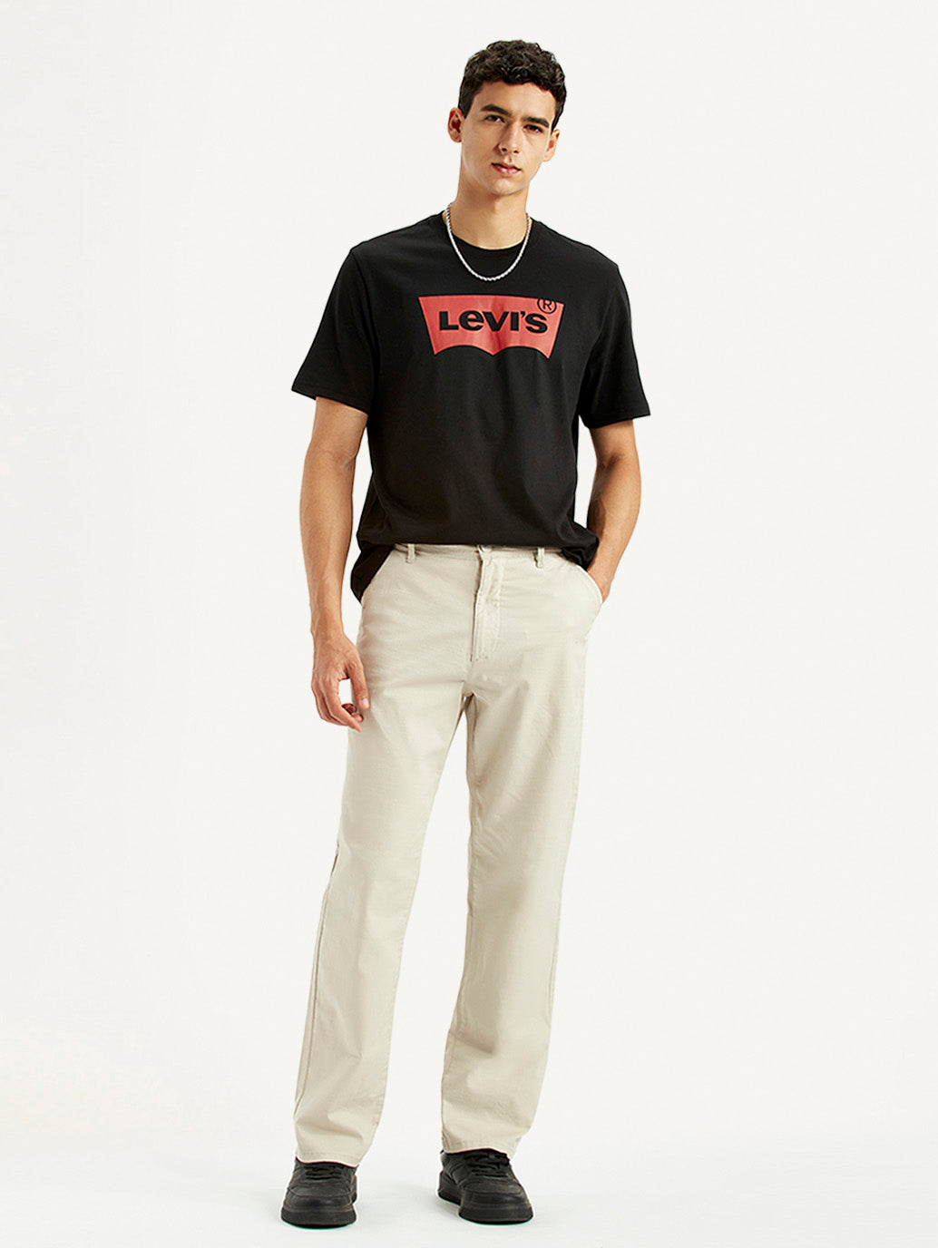 Men's Beige Relaxed Fit Chinos - Styleshot View