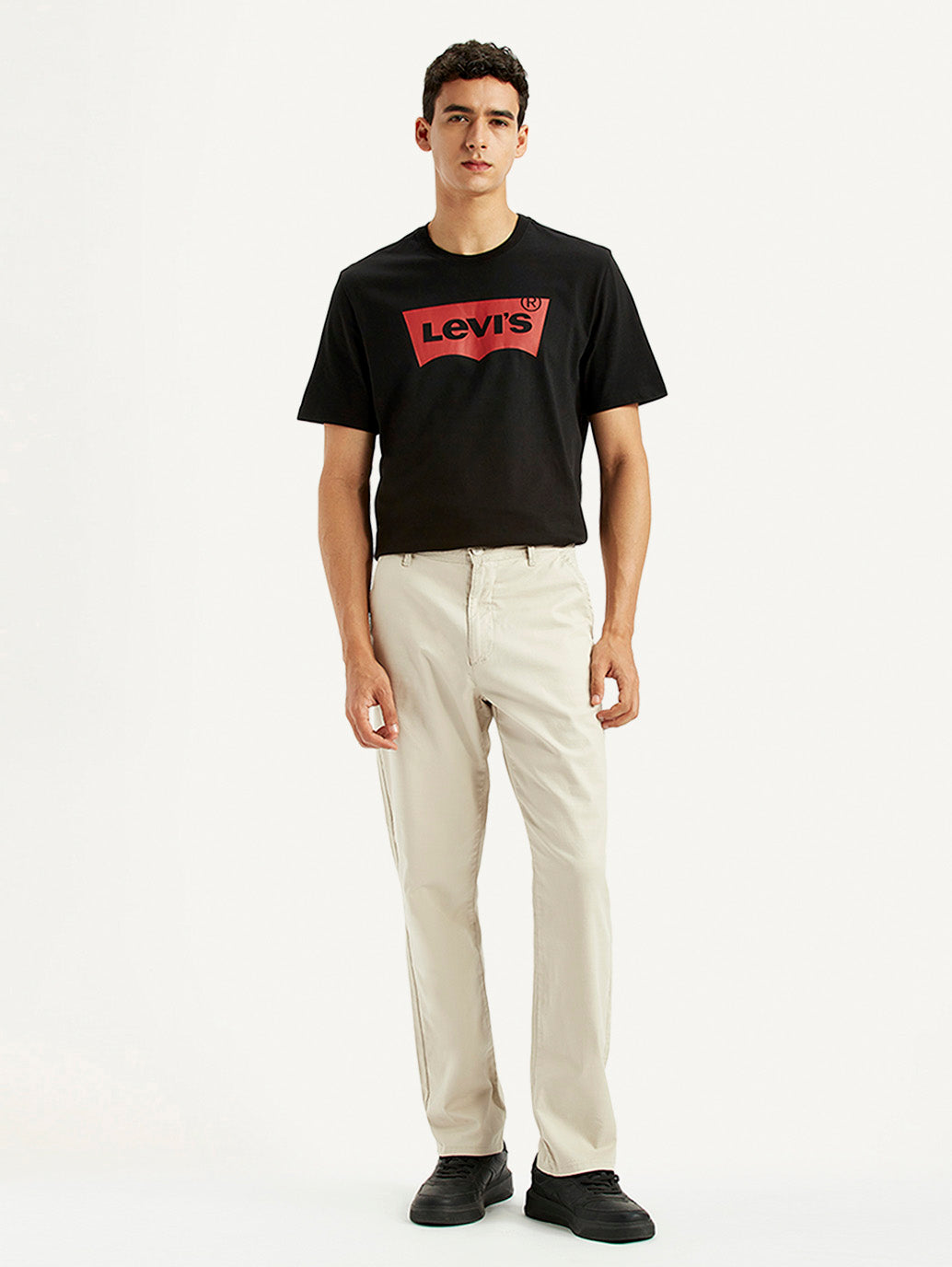 Men's Beige Relaxed Fit Chinos - Front View