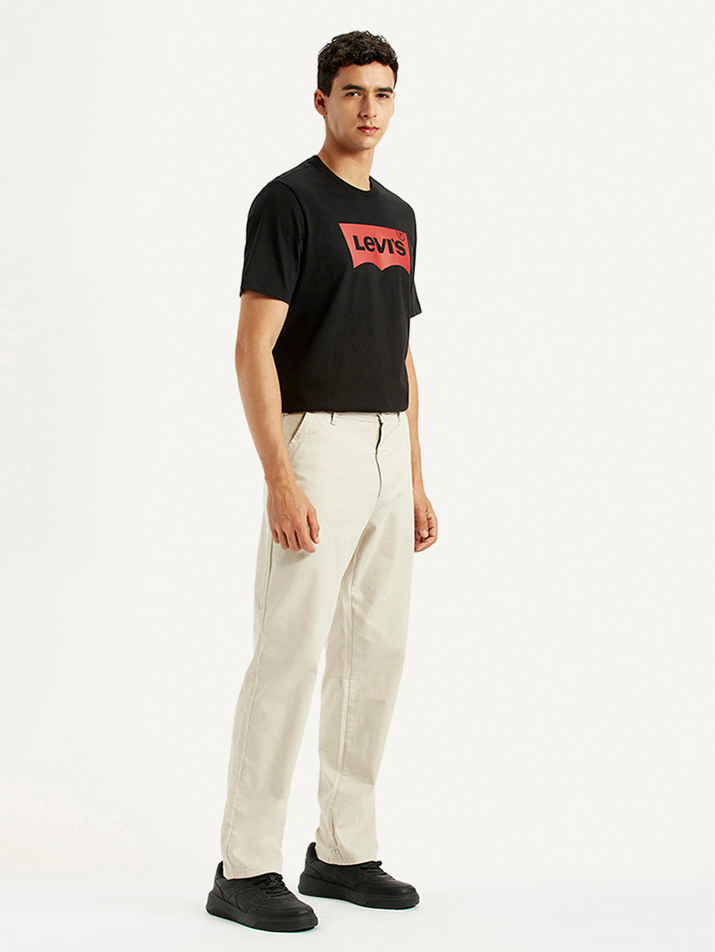 Men's Beige Relaxed Fit Chinos - Side View