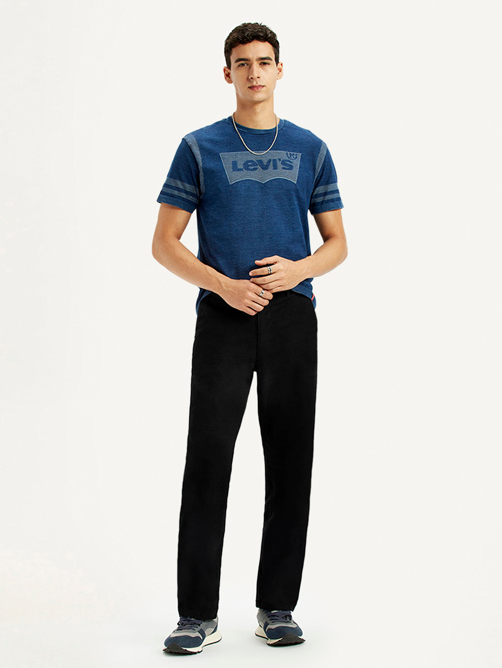 Men's Black Relaxed Fit Chinos - Styleshot View