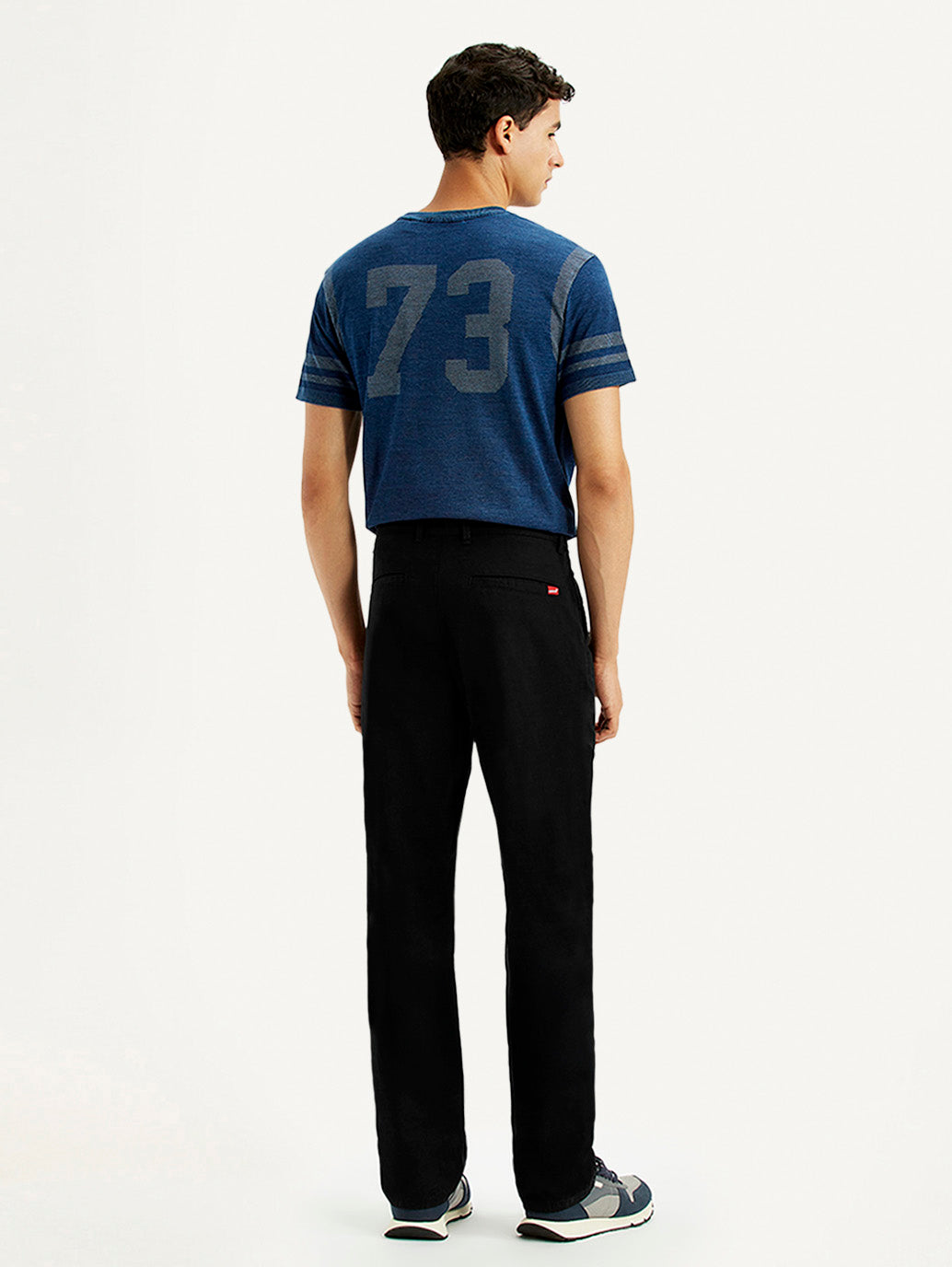 Men's Black Relaxed Fit Chinos - Back View