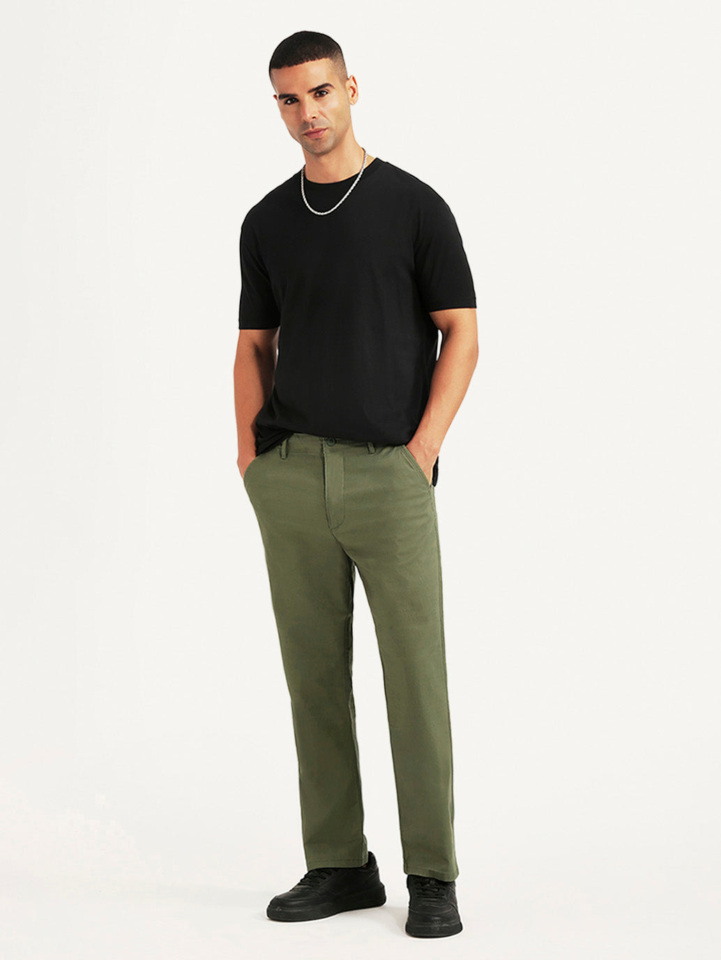 Men's Olive Authentic Relaxed Fit Chinos - Styleshot View
