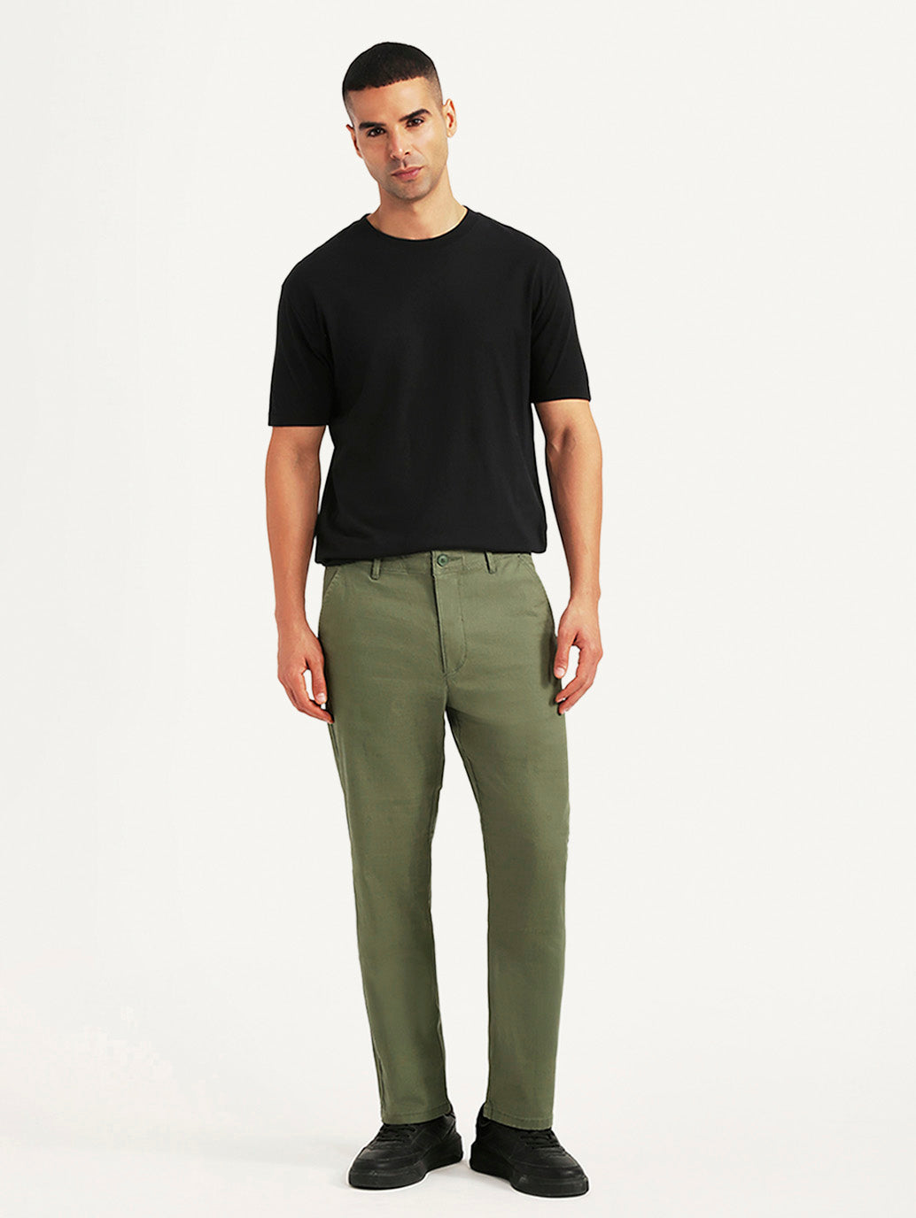Men's Olive Authentic Relaxed Fit Chinos - Front View