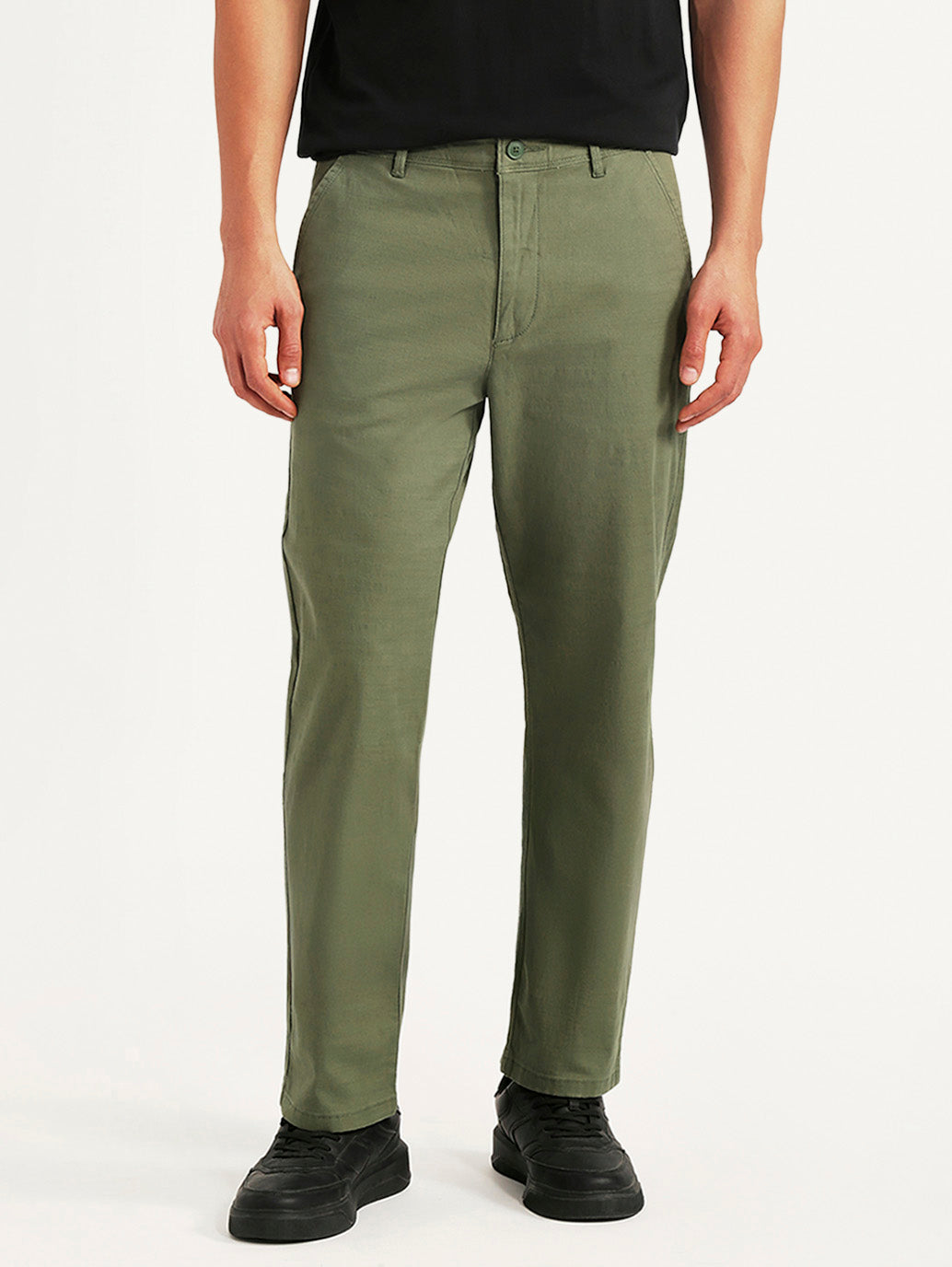 Men's Olive Authentic Relaxed Fit Chinos - Front View