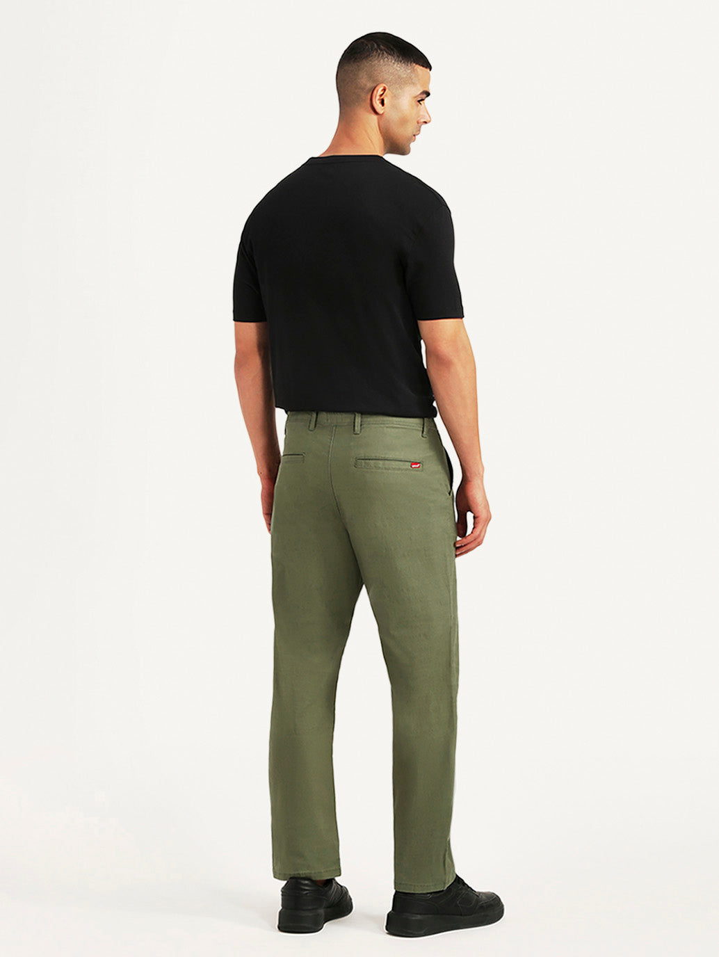 Men's Olive Authentic Relaxed Fit Chinos - Back View