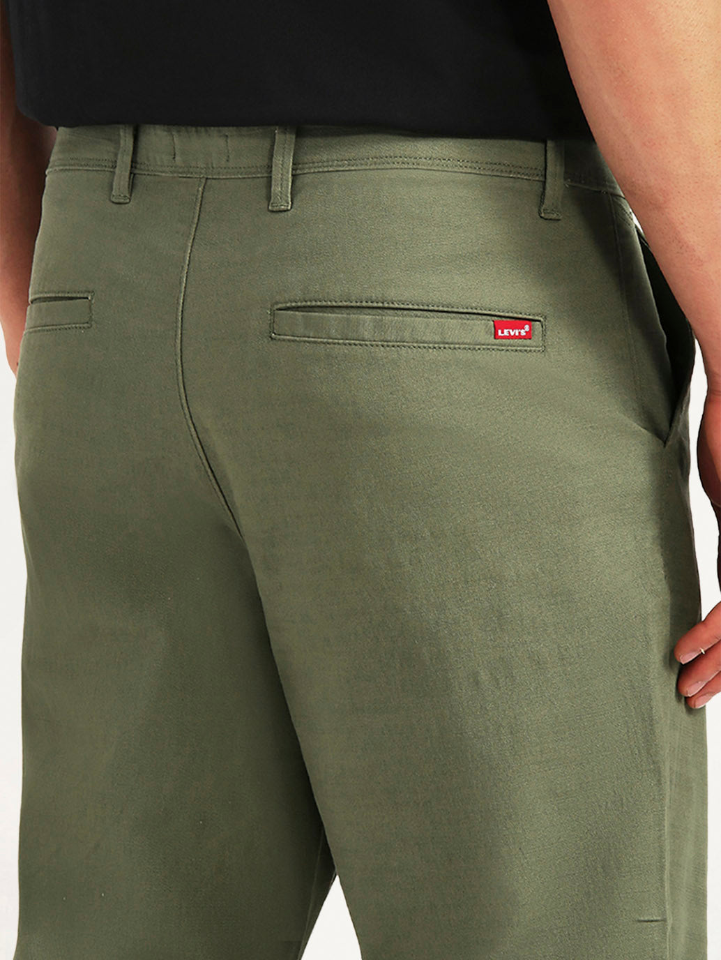 Men's Olive Authentic Relaxed Fit Chinos - Detail View