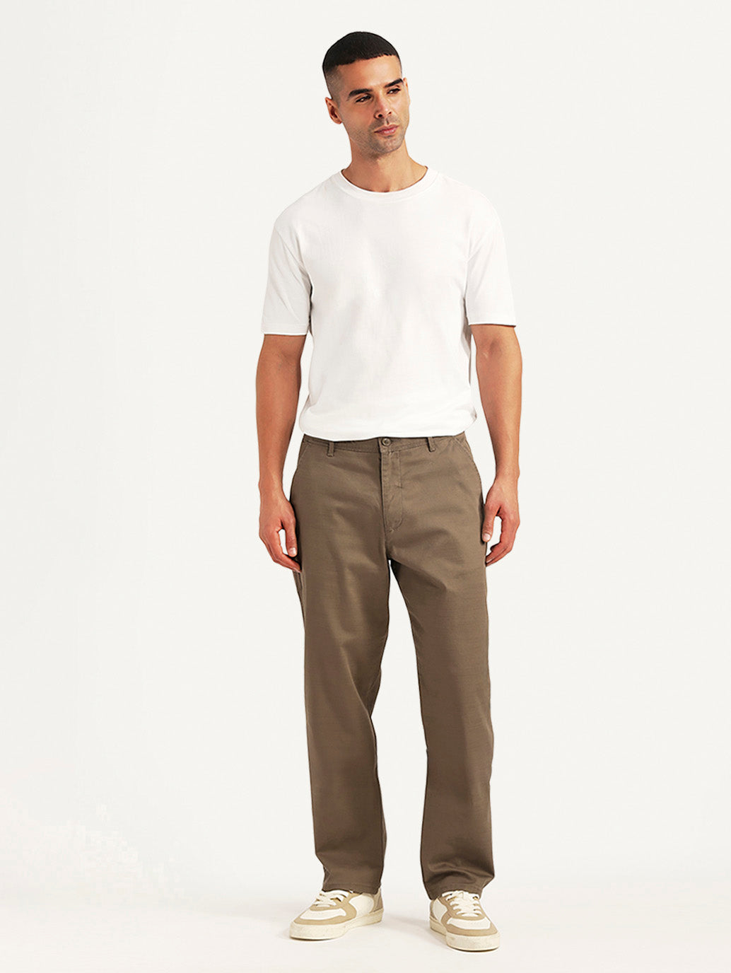 Men's Brown Authentic Relaxed Fit Chinos - Front View