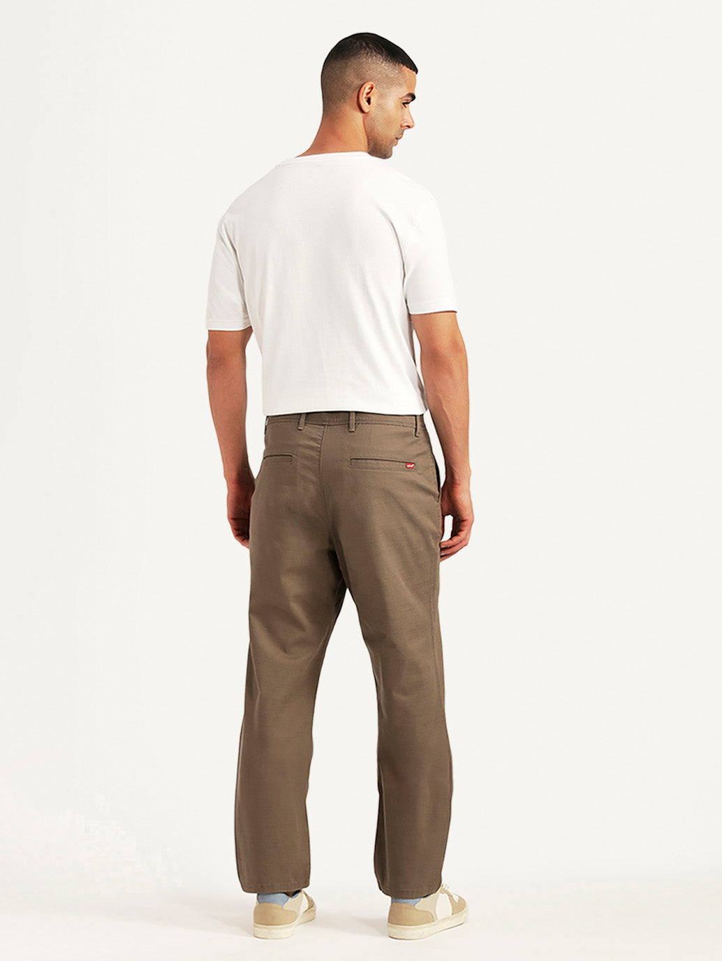 Men's Brown Authentic Relaxed Fit Chinos - Back View