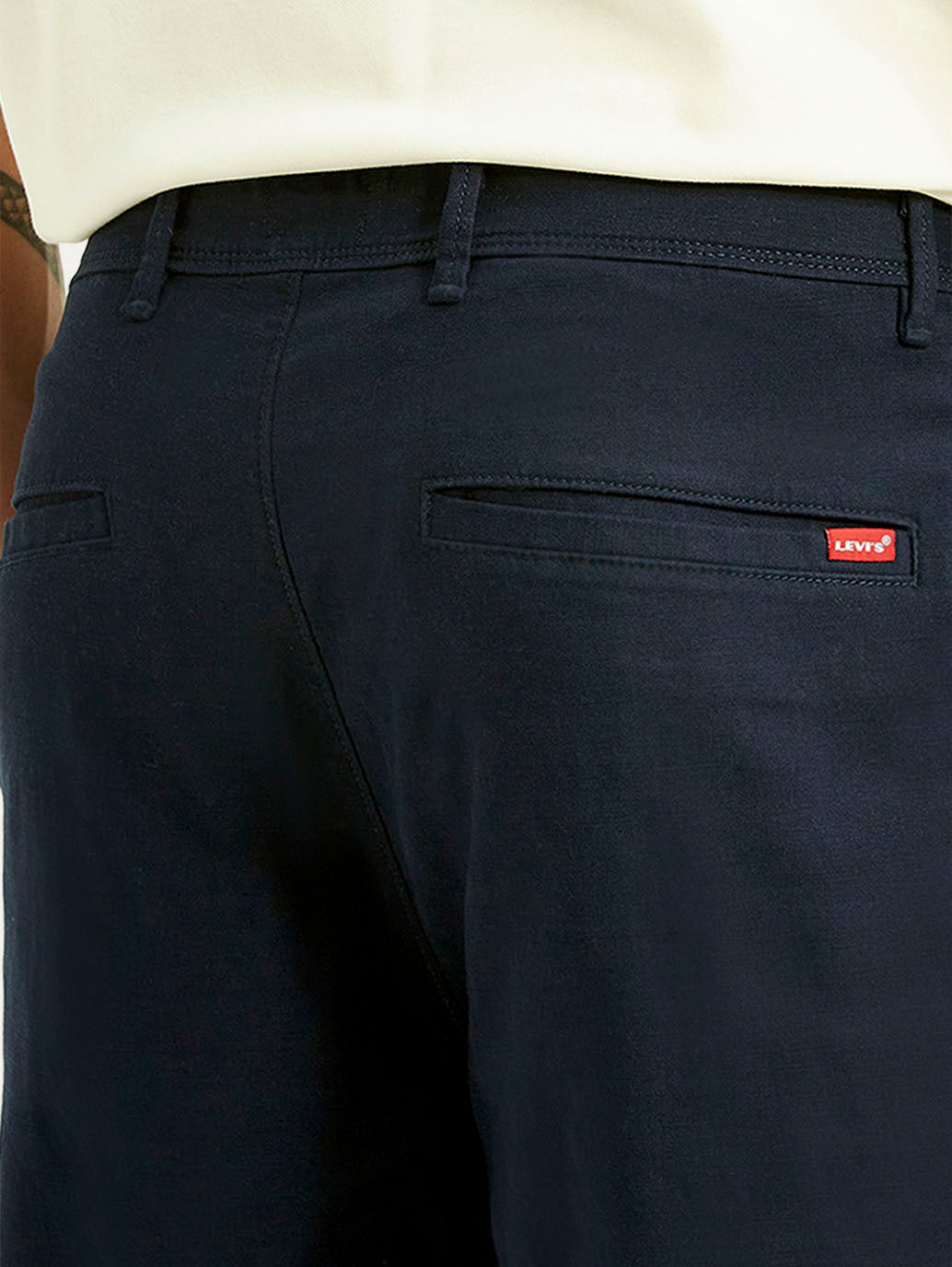 Men's Navy Relaxed Straight Fit Chinos - Detail View