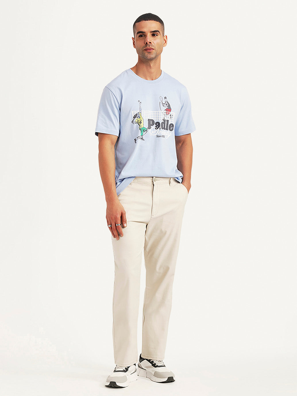 Men's Beige Authentic Relaxed Fit Chinos - Styleshot View