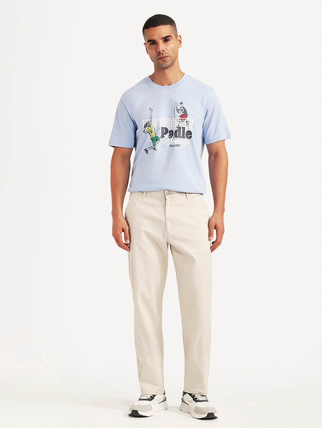 Men's Beige Authentic Relaxed Fit Chinos - Front View