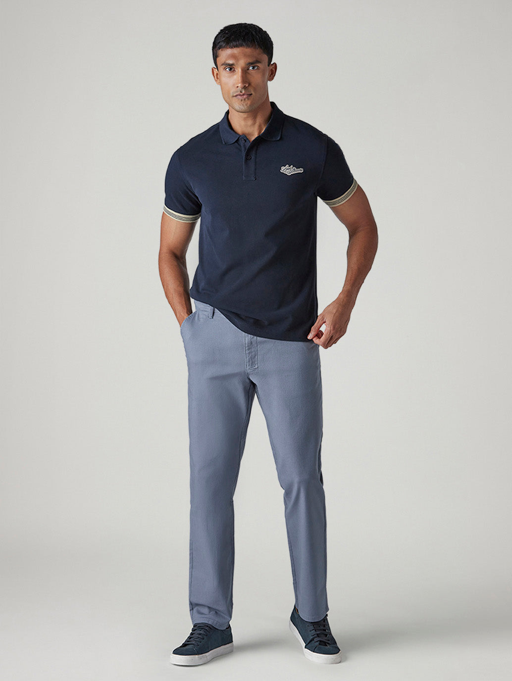 Men's Blue Authentic Relaxed Fit Mid Rise Chinos