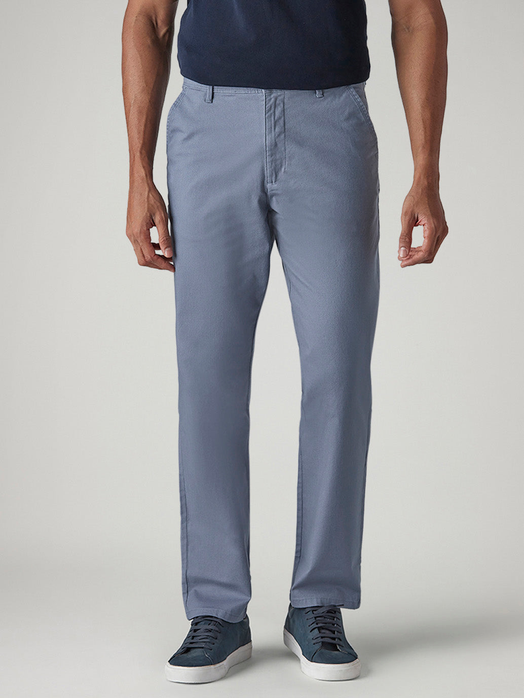 Men's Blue Authentic Relaxed Fit Mid Rise Chinos - Front View