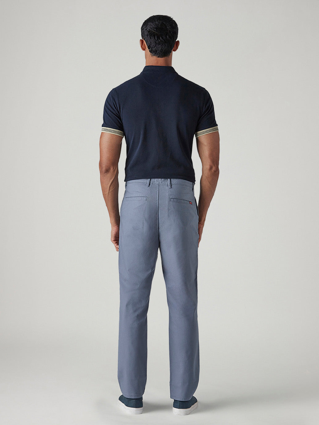 Men's Blue Authentic Relaxed Fit Mid Rise Chinos - Back View