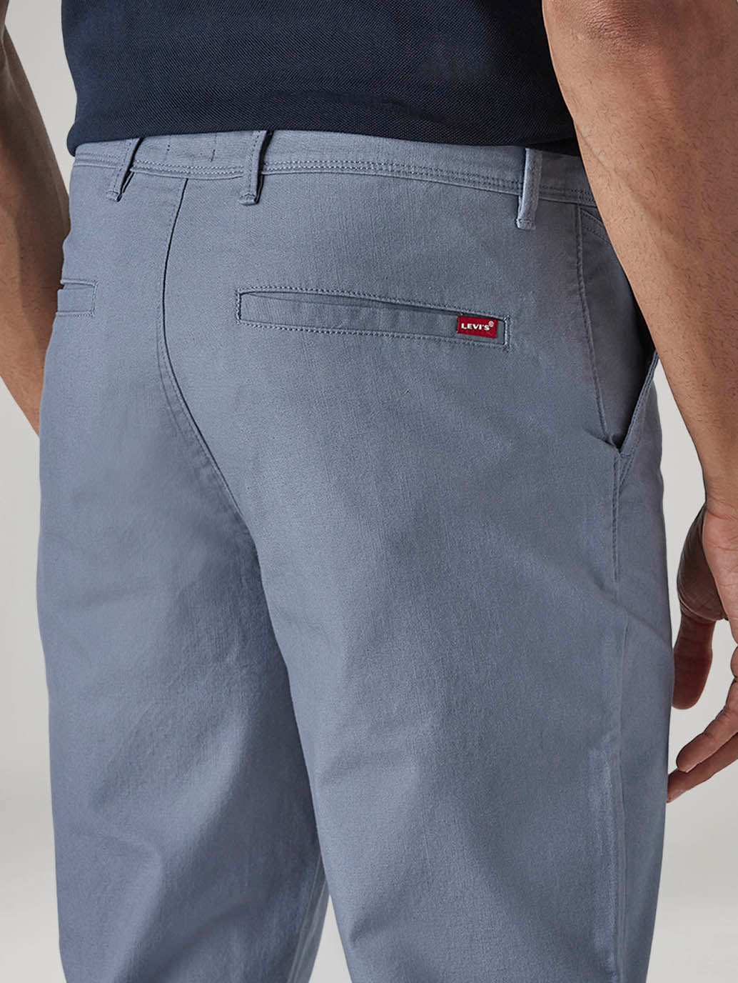 Men's Blue Authentic Relaxed Fit Mid Rise Chinos - Detail View