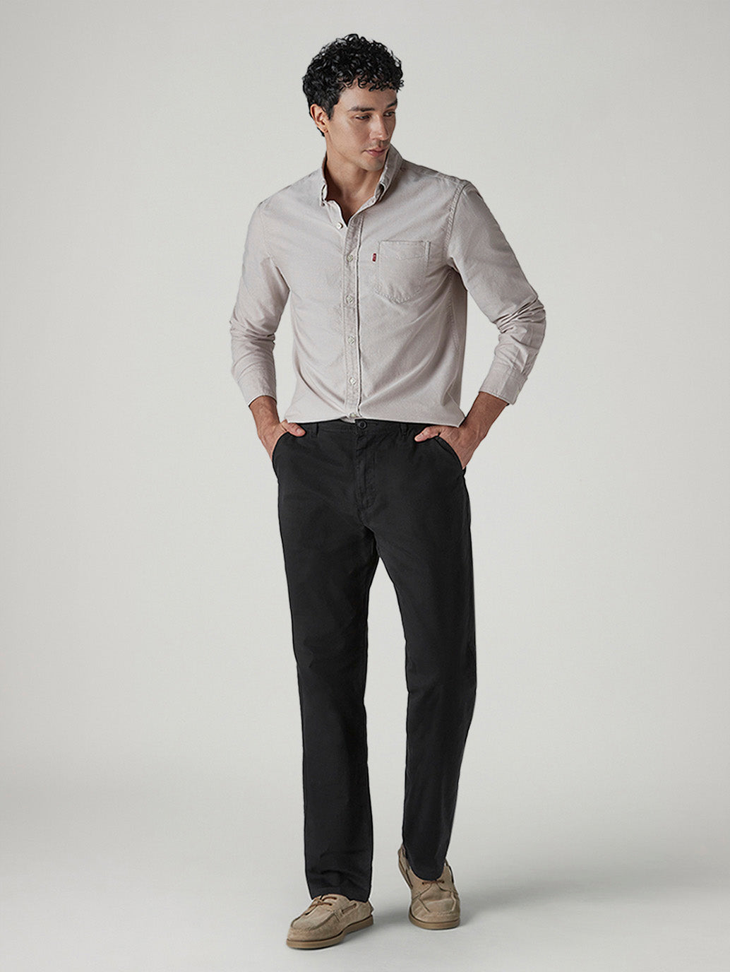 Men's Black Authentic Relaxed Straight Fit Mid Rise Chinos