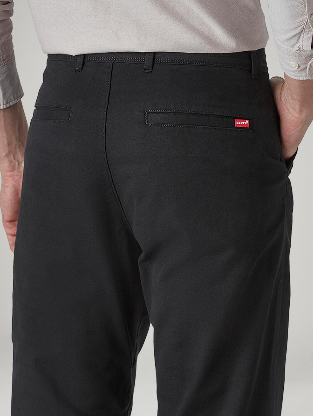Men's Black Authentic Relaxed Straight Fit Mid Rise Chinos - 20 View