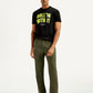 Men's Olive Green Relaxed Straight Fit Chinos - Styleshot View