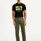 Men's Olive Green Relaxed Straight Fit Chinos - Front View